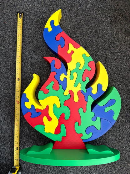 16" Fire Puzzle Survivor Replica - Double-Sided 3D Printed Gift for Puzzle Lovers & Survivor Fans