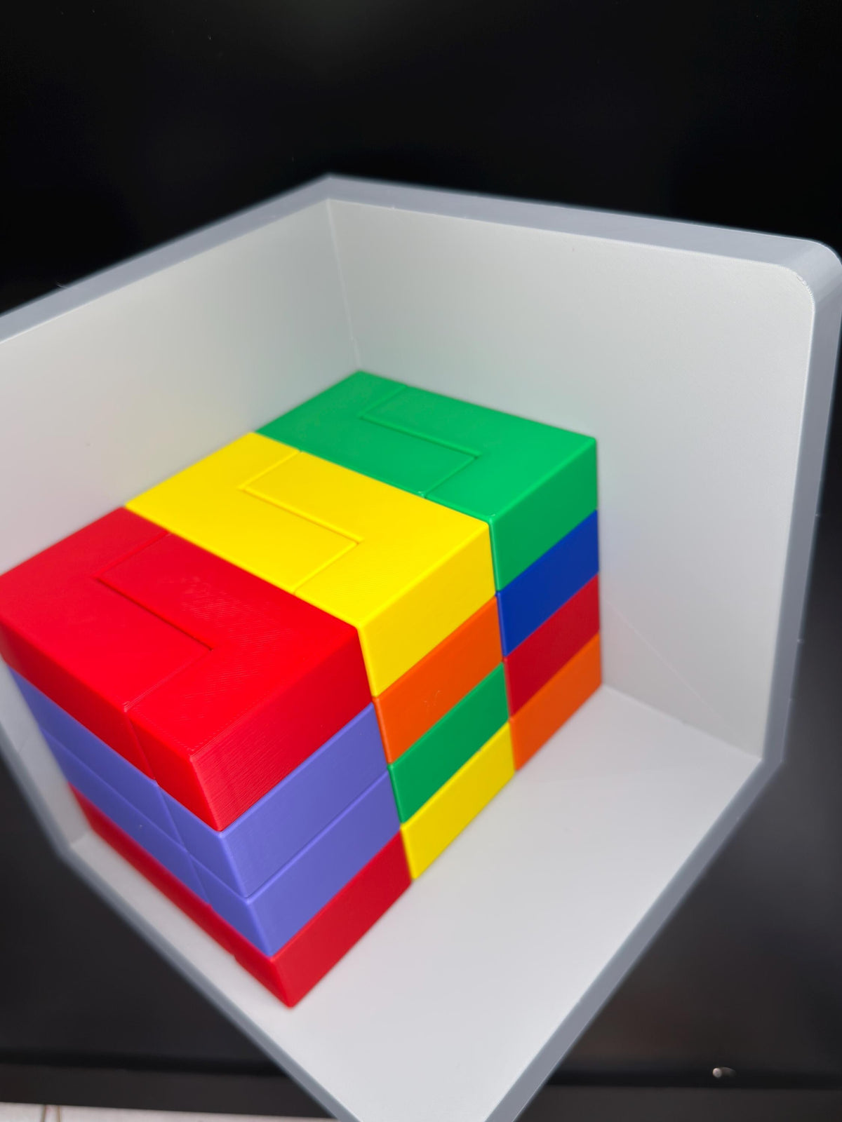 54 Piece L Shape Challenge Cube - High Quality 3D Printed Puzzle for All Ages, Fun & Difficult to Solve - Brain Teaser Game
