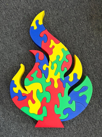 16" Fire Puzzle Survivor Replica - Double-Sided 3D Printed Gift for Puzzle Lovers & Survivor Fans