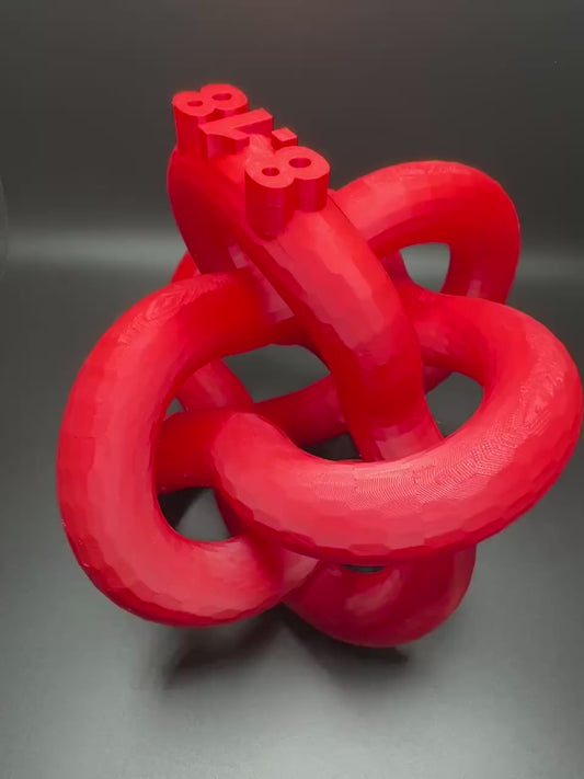 3D Printed 8-18 Knot Art Sculpture - Unique Gift for Home Decor, Modern Art, Desk Ornament, Handmade Decorative Piece