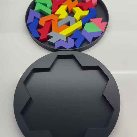 3D Printed Heptiamonds Puzzle with Box - Challenging Brain Teaser, Unique Gift, Fun for All Ages, Educational Toy