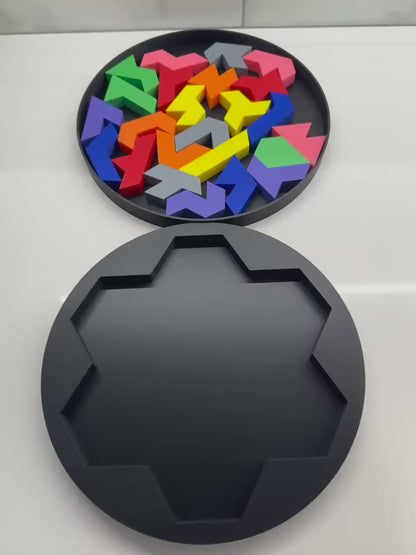 3D Printed Heptiamonds Puzzle with Box - Challenging Brain Teaser, Unique Gift, Fun for All Ages, Educational Toy