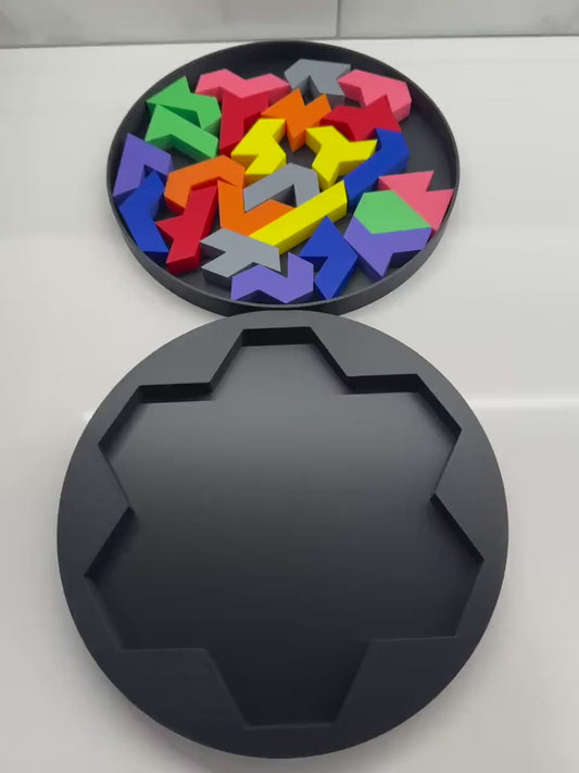 3D Printed Heptiamonds Puzzle with Box - Challenging Brain Teaser, Unique Gift, Fun for All Ages, Educational Toy