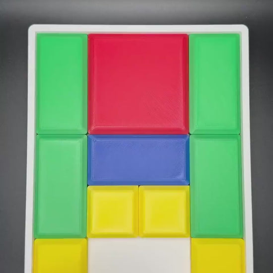 Klotski Sliding Puzzle - Large 3D Printed Puzzle, Interactive Sliding Piece Challenge, Get the Red Square Out, Mind Teasing Fun