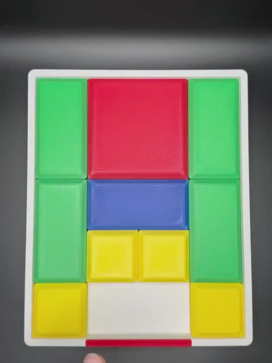 Klotski Sliding Puzzle - Large 3D Printed Puzzle, Interactive Sliding Piece Challenge, Get the Red Square Out, Mind Teasing Fun