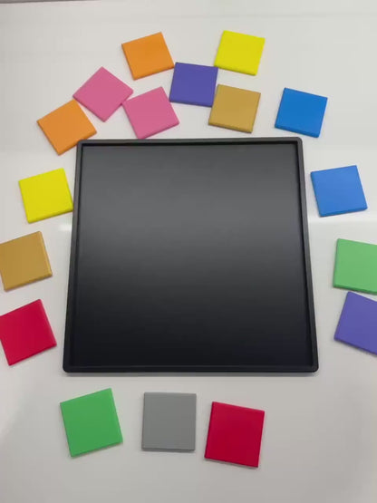 17 Squares Puzzle - 3D Printed Puzzle Brain Teaser: Fit 17 Squares into Square Base Challenge - Unique Mind Game Gift - Large Size 23x23 cm