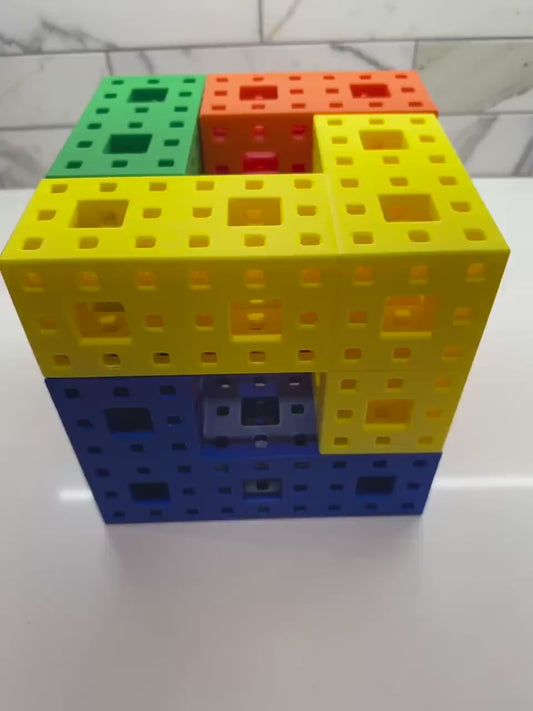 3D Printed Menger Sponge Puzzle: Stage IV Fractal Challenge, Precision Crafted Educational Fun
