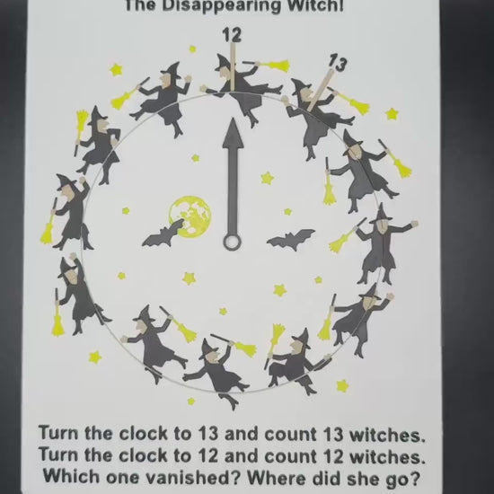 Disappearing Witch Puzzle - Count the Witches! 12 or 13? Fun Family Game with Hidden Objects & Brain Teaser Based on Disappearing Bicyclist