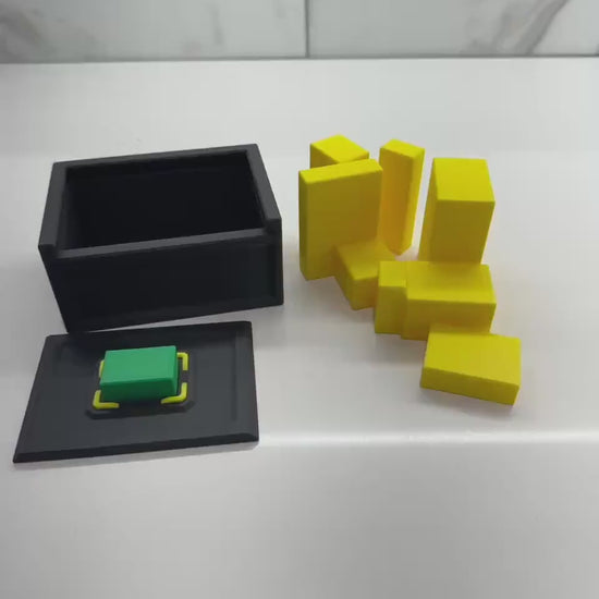 Green Stone Puzzle Game: Unique Brain Teaser for Adults and Kids, Handmade 3D Printed Box, Challenging Family Fun & Clever Gift Idea