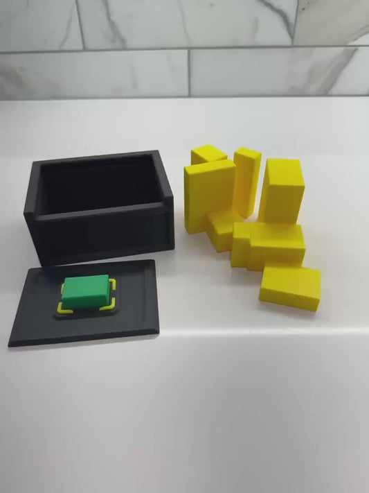 Green Stone Puzzle Game: Unique Brain Teaser for Adults and Kids, Handmade 3D Printed Box, Challenging Family Fun & Clever Gift Idea