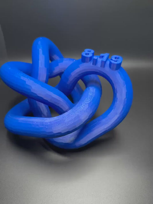 3D Printed 8-19 Knot Art Sculpture - Unique Gift for Home Decor, Modern Art, Desk Ornament, Handmade Decorative Piece