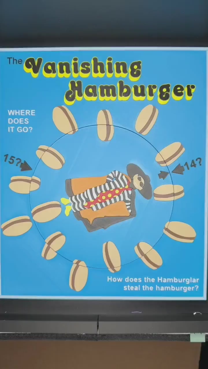 The Vanishing Hamburger Puzzle: Vintage Optical Illusion Puzzle, High Quality 3D Print, Fun & Engaging for All Ages