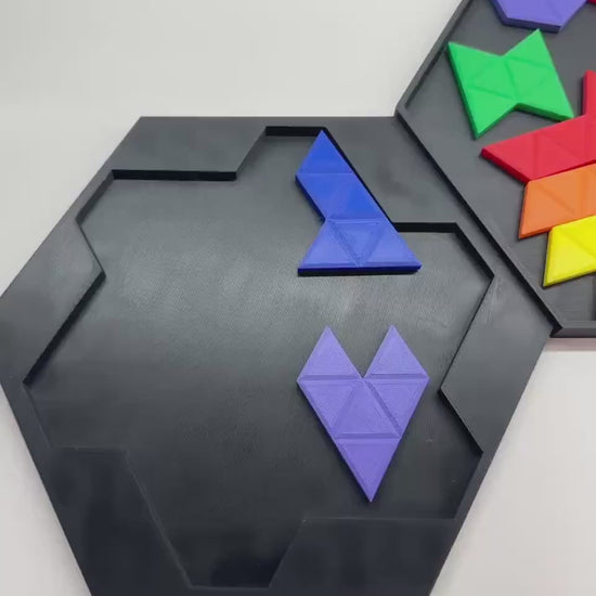 3D Printed Heptiamond Puzzle with Box - 24 Unique Pieces, Double-sided Challenge, Unique Brain Teaser, Fun for All Ages