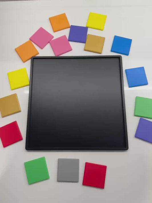 17 Squares Puzzle - 3D Printed Puzzle Brain Teaser: Fit 17 Squares into Square Base Challenge - Unique Mind Game Gift - Large Size 23x23 cm