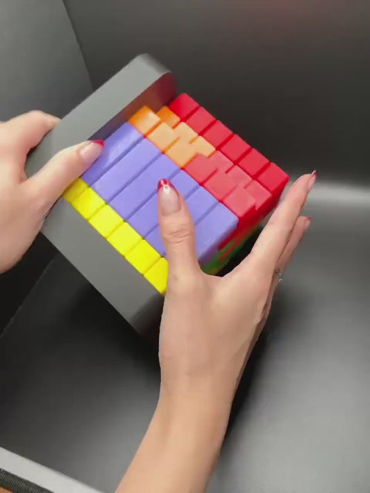 54 Piece L Shape Challenge Cube - High Quality 3D Printed Puzzle for All Ages, Fun & Difficult to Solve - Brain Teaser Game