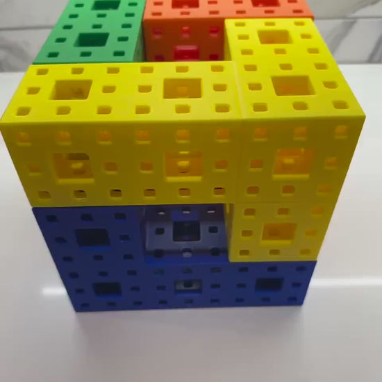 3D Printed Menger Sponge Puzzle: Stage IV Fractal Challenge, Precision Crafted Educational Fun