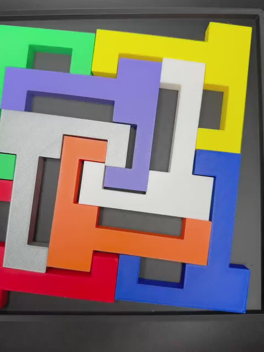 L Shaped 8 Piece Vintage Puzzle - Brain Teaser for All Ages, Fun & Educational Activity, Unique Gift Idea