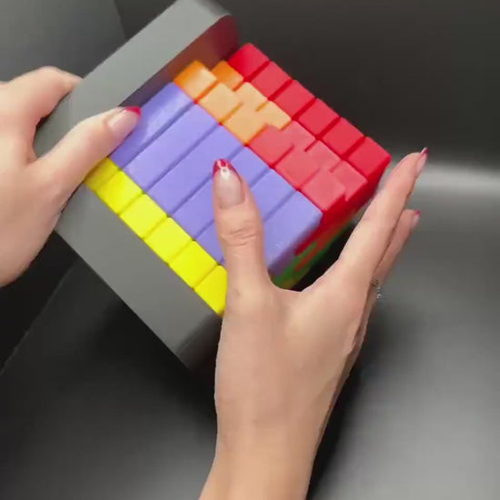 54 Piece Challenge Cube - High Quality 3D Printed Puzzle for All Ages, Fun & Difficult to Solve - Brain Teaser Game